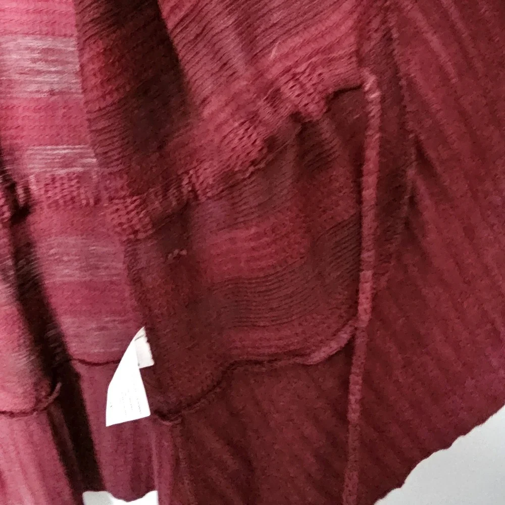 Knox Rose Womens L Bordeaux Open Front Cardigan Tassel Tie Boho NWT Burgundy